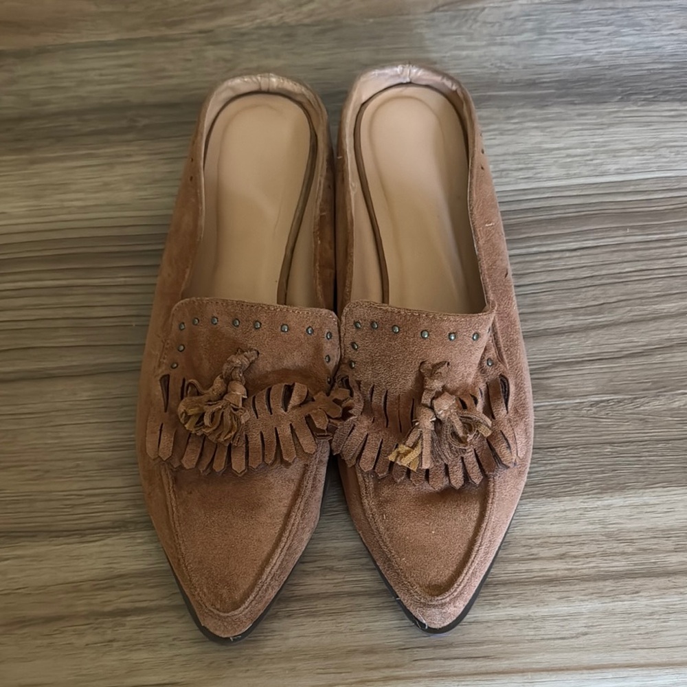 Women's Tan Suede Slip-On Loafers